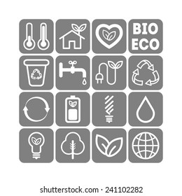 Set of simple ecology icons