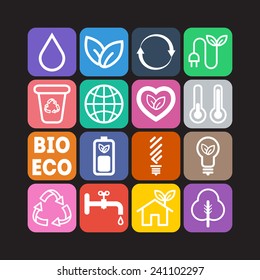 Set of simple ecology icons