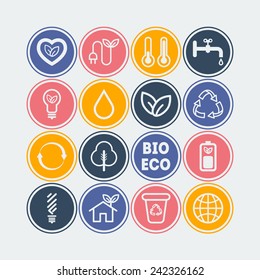 Set of simple ecology icons