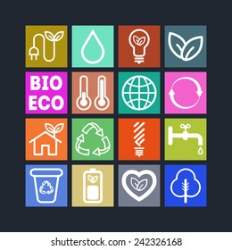 Set of simple ecology icons