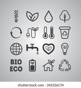 Set of simple ecology icons