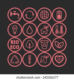 Set of simple ecology icons
