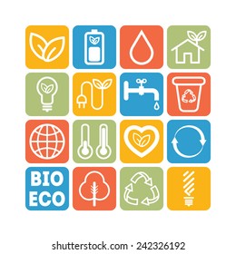 Set of simple ecology icons