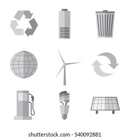 Set of simple ecology signs flat icons on white  background vector illustration