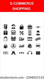 Set Simple E-commerce Shopping Related Icons. With an outline style. Contains shops, flash sales, ATMs and others. With the purpose of ui  ux, web, application or software and many others