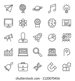 set of simple education black line icon with modern concept and editable stroke, use for website asset and infographic pictogram. Lesson, Study, Learning, Courses, Elearning.