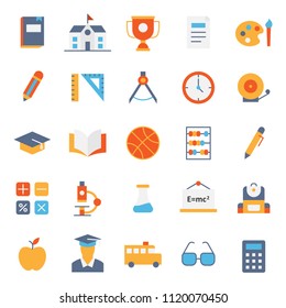 set of simple education icon with flat color, modern concept and editable stroke, use for website asset and infographic pictogram. Lesson, Study, Learning, Courses, Elearning.