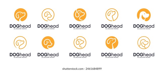 conjunto de logotipo de ícono de perro simple y elegante, Ilustración vectorial de diseño