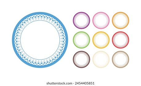 Set Of Simple Elegant Multicolor Embroidered Round Lace Blank Round Circular Stickers
