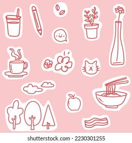 Set of simple element doodle  style