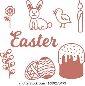 Set of simple elements for the holiday of Easter.