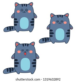 Set simple emoticon bad cats
