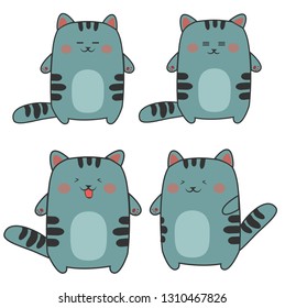 Set simple emoticon cats - different emotions