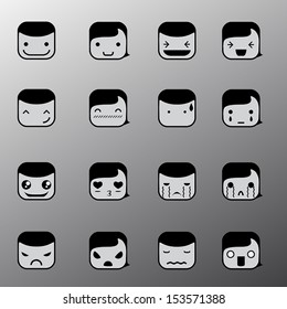 Set of simple emotion face symbols icons. different emotions
