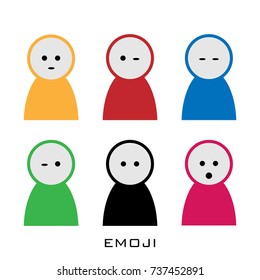 Set of Simple Emotional Icons. Vector Illustration. Flat Style. Cute Cartoon Figures with Different Emotions. 