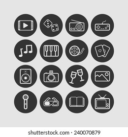 Set of simple entertainment icons