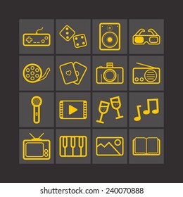 Set of simple entertainment icons