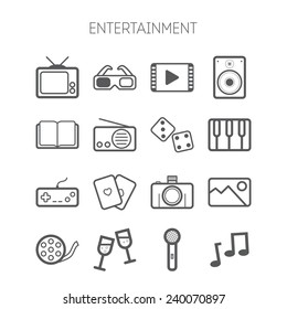 Set of simple entertainment icons