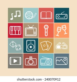 Set of simple entertainment icons