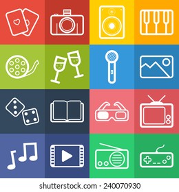 Set of simple entertainment icons