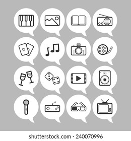 Set of simple entertainment icons