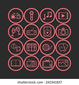 Set of simple entertainment icons