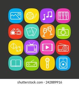 Set of simple entertainment icons