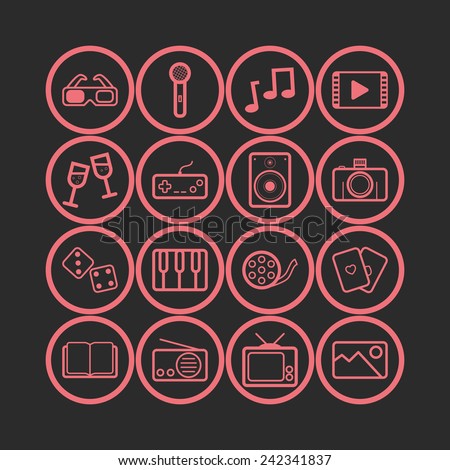 Set of simple entertainment icons