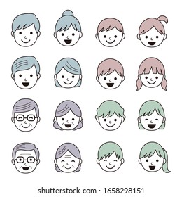 Set of simple family face icons