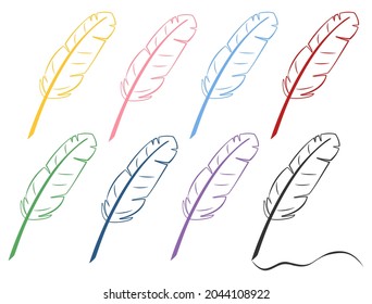 A set of simple feather pen illustrations.