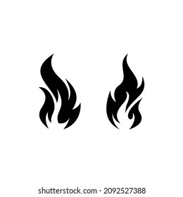 set of simple fire icon illustration design, silhouette flame symbol template vector