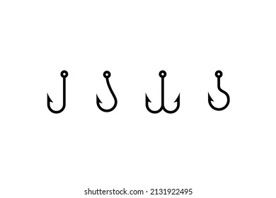conjunto de diseño simple de icono de gancho de pesca, plantilla de símbolo de gancho de pesca delgado vector