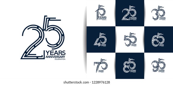 set simple flat anniversary celebration with unique style number for company event
