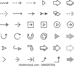 Un conjunto de iconos de flecha simple y plana