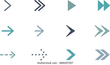 A set of simple and flat arrow icons