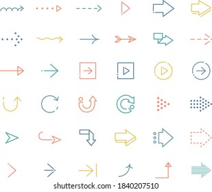 A set of simple and flat arrow icons