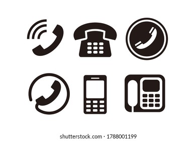 Set of Simple Flat Black Phone Icon Illustration Design, Silhouette Phone Symbol Collection Template Vector