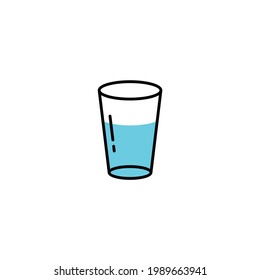 Conjunto de diseño de ilustración de iconos de vidrio plano de agua azul simple, símbolo de vidrio limpio con vector de plantilla de estilo de contorno