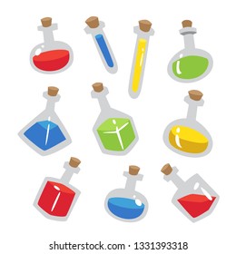 A set of simple flat chemical potion illustration set