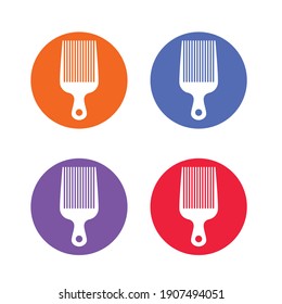 Set Of Simple Flat Design Afro Hair Comb Icon Vector Illustration