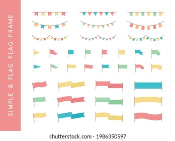 A set of simple, flat flag and ribbon frames.