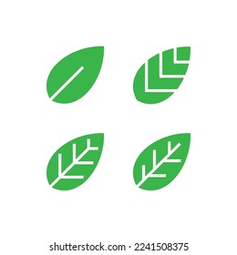 set of simple flat green leaf vector for nature icon. high quality vector illustration