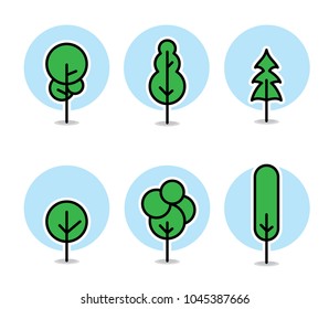 set of simple flat icon line of three