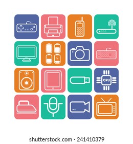 Set of simple flat icons with electric devices