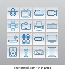 Set of simple flat icons with electric devices