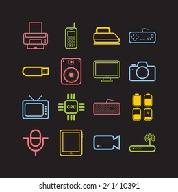 Set of simple flat icons with electric devices