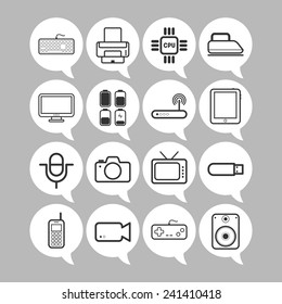 Set of simple flat icons with electric devices