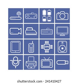 Set of simple flat icons with electric devices