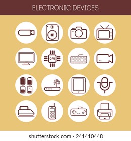 Set of simple flat icons with electric devices
