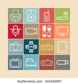 Set of simple flat icons with electric devices